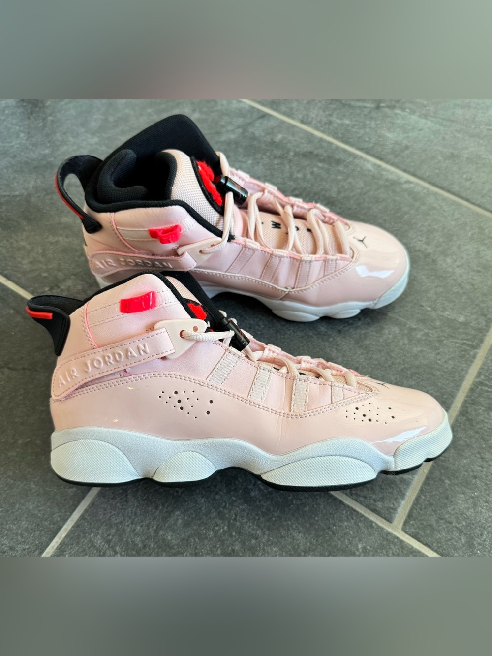 Jordan Pink and Black High-Top Basketball Sneakers